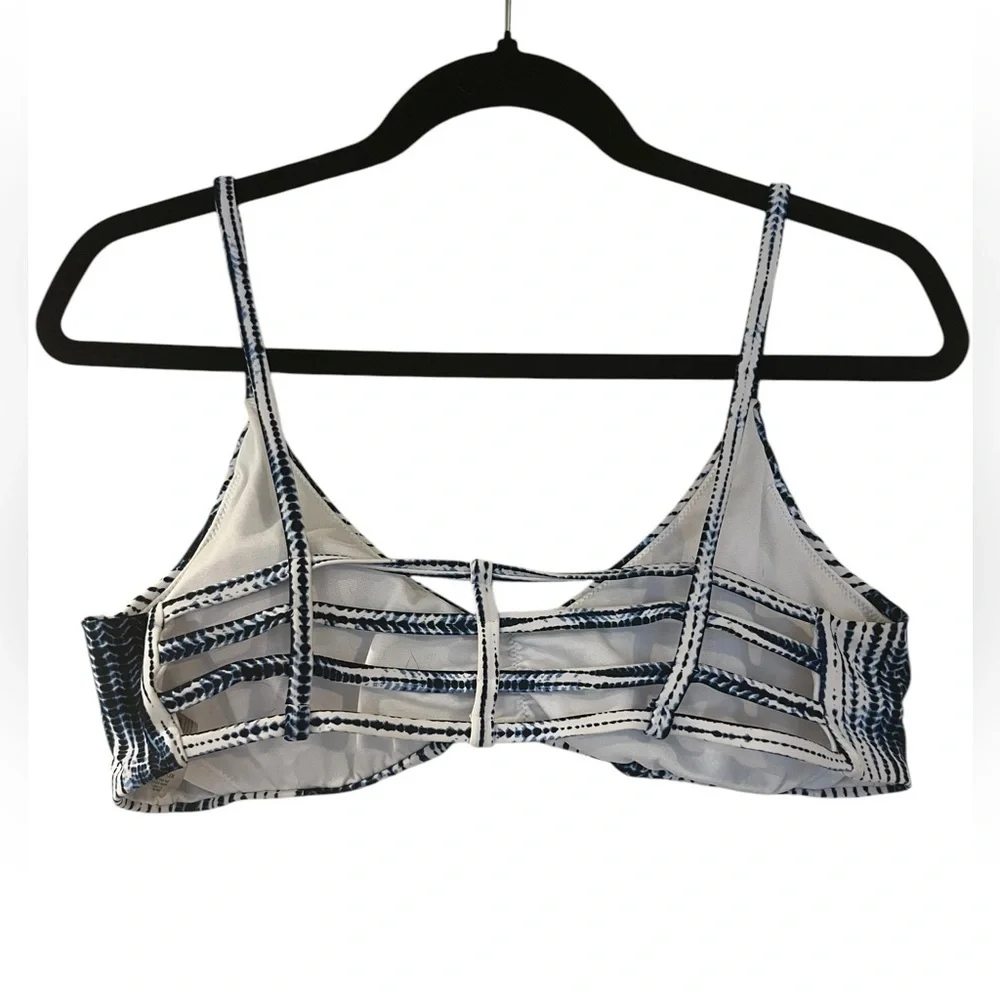Raisins Blue and White Striped Bikini Top XL
